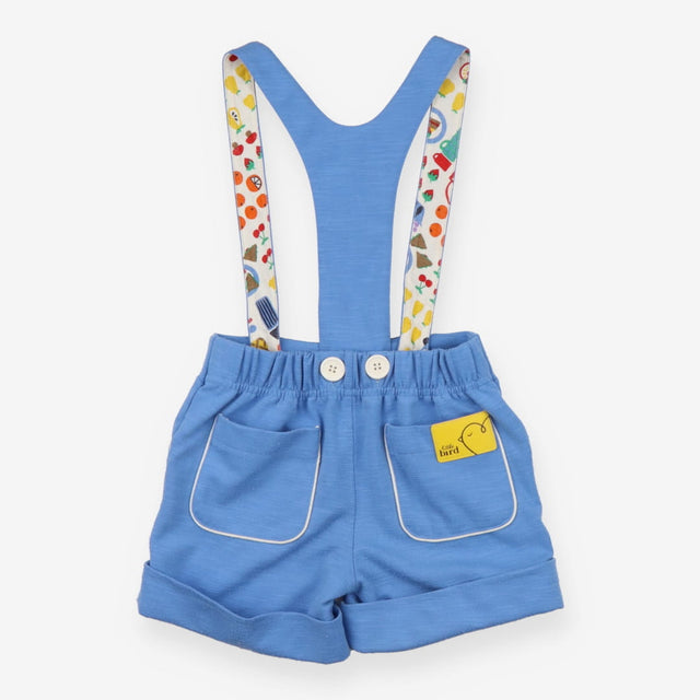 Dungaree Shortie Blue Food Lining