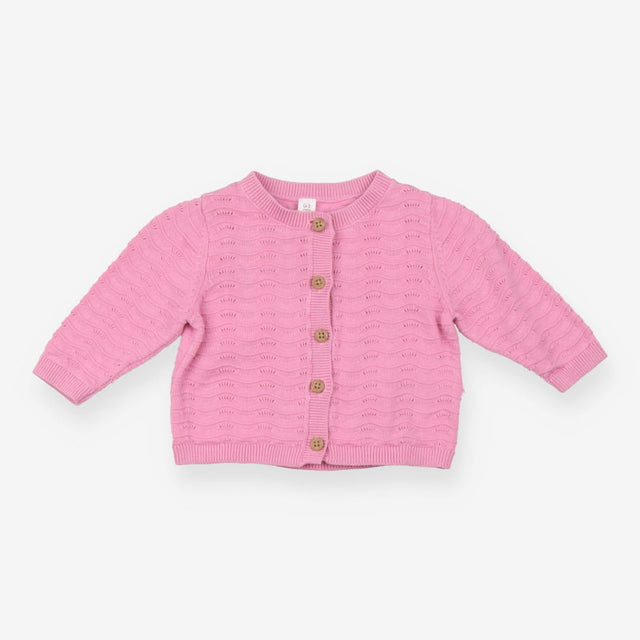 Pink knit cardigans with wooden button