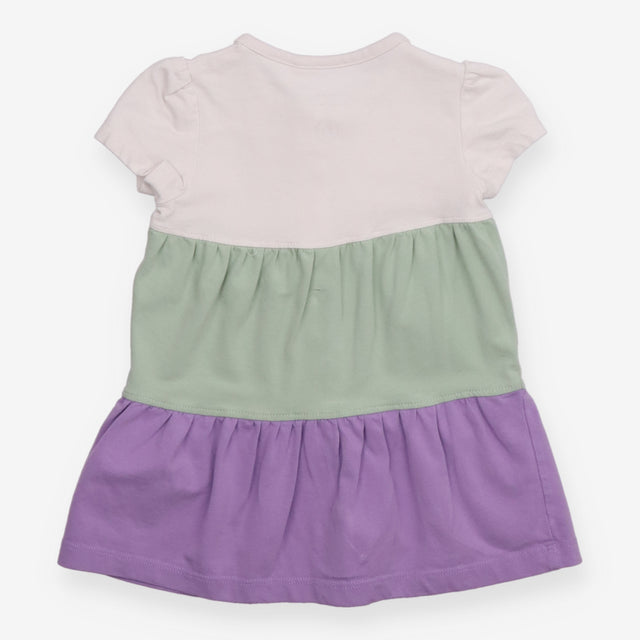 Dress SS jersey tiered white green lilac