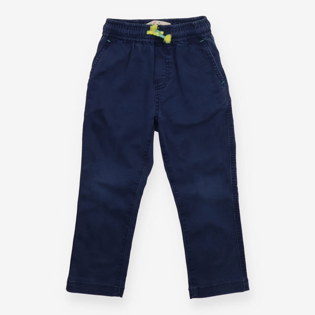 Pull on trousers navy with yellow drawstring