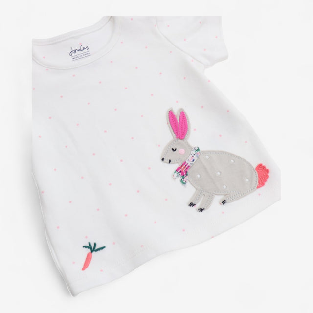 T-Shirt White with Applique Rabbit and Carrot