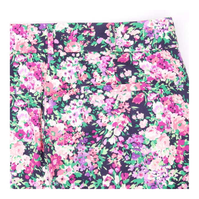 Navy Floral Print Slim Leg Trousers