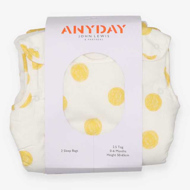 Spots Baby Sleeping Bag, 2.5 Tog, Pack of 2, Yello
