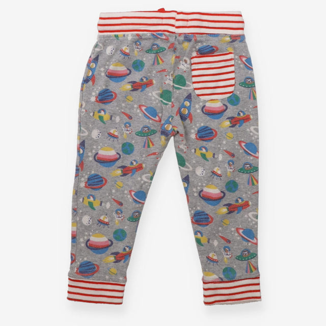 Joggers grey space ships planets red white stripe