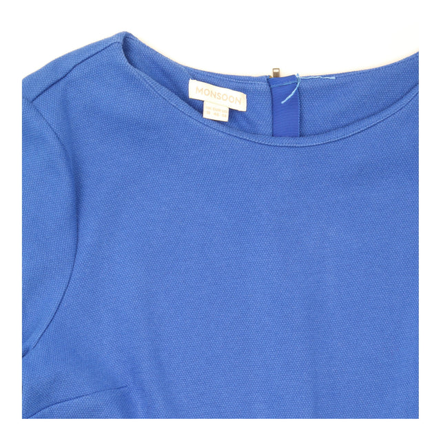 Dress Cobalt Blue Striped Waist Cotton 3/4 Sleeve