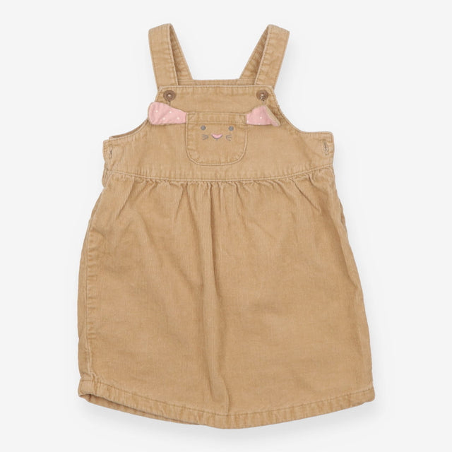 Dress pinafore beige bunny pocket