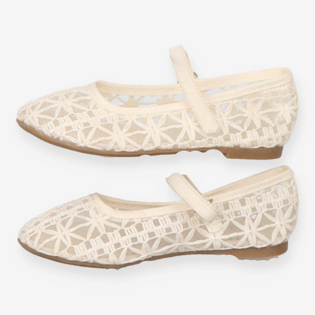 Ballet Shoes Cream Mesh Pattern