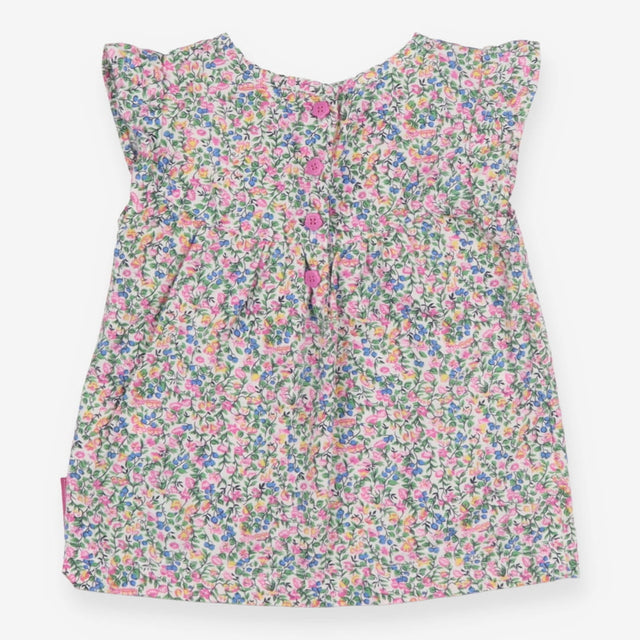 T-Shirt Sleevless Ditsy Print with Pink Flower But