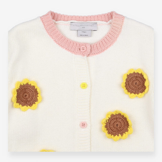 Cardigan Cream and Pink Sunflowers