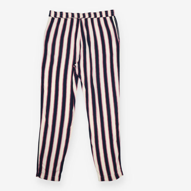 Striped Relaxed Trousers Cream Navy Burgundy