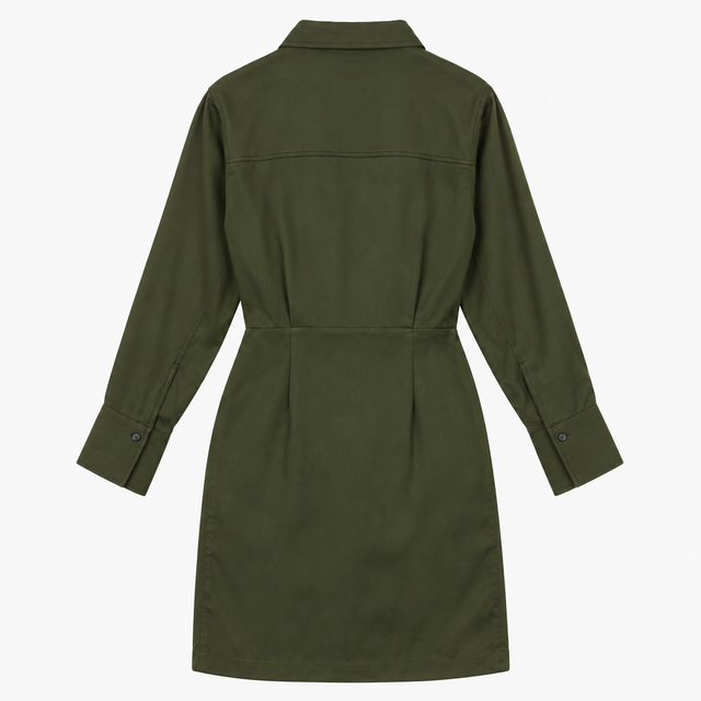 Dress Maia Mini Utility Dark Green High Neck Long