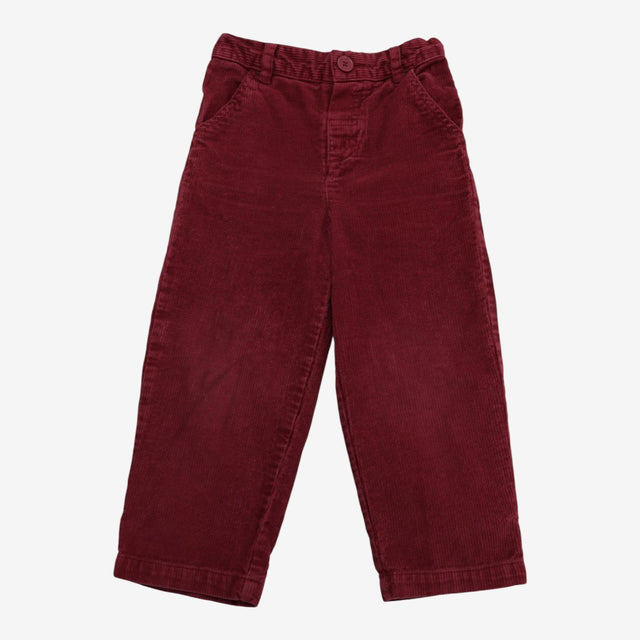 Trousers Cord Red with Tartan Waistband