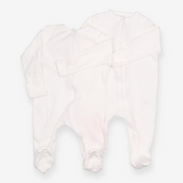Sleepsuits Ribbed White 2 Pack