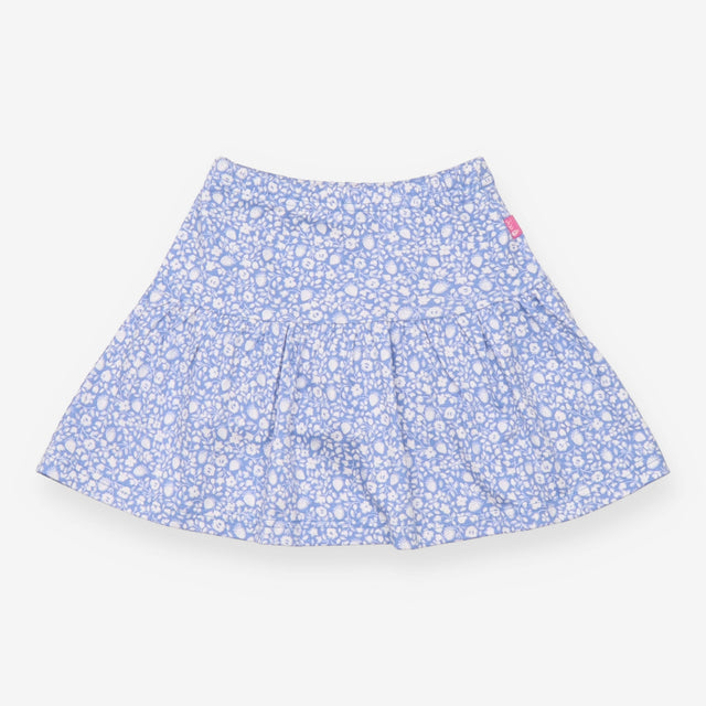 Skort Blue with White Flowers and Strawberries