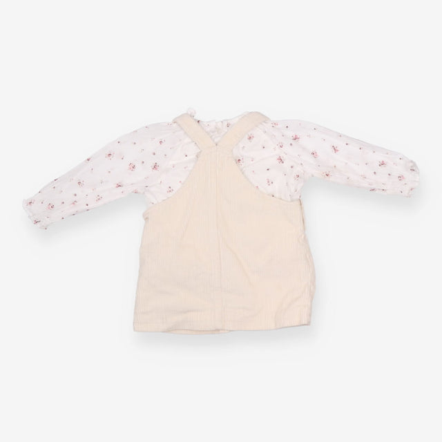 Cream cord dress with floral blouse