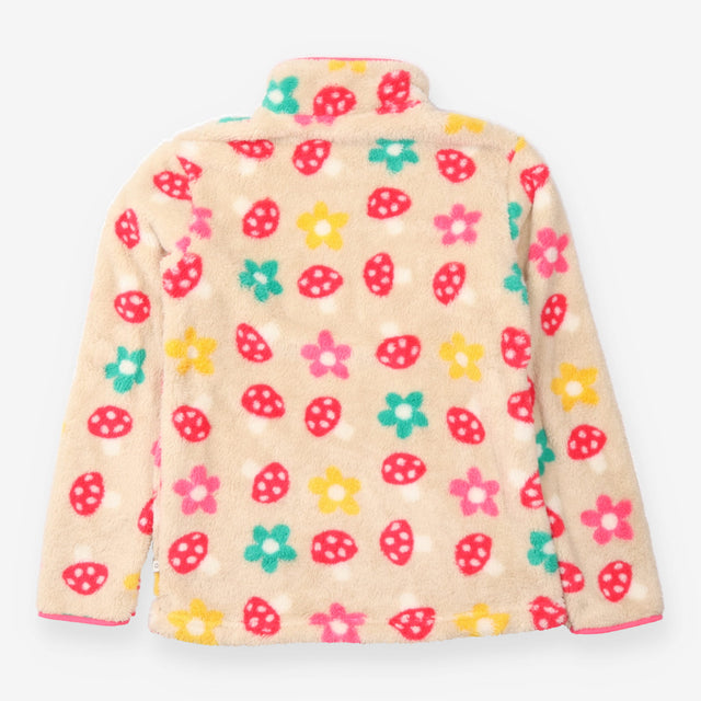 Frugi Adult Beige Mushroom Floral Fluffy Zip Fleec