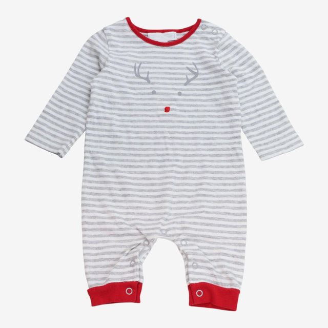 Sleepsuit Grey Stripe with Reindeer