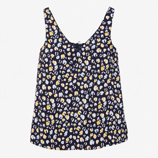 Kyra Leopard Print Cami Top Navy Blue
