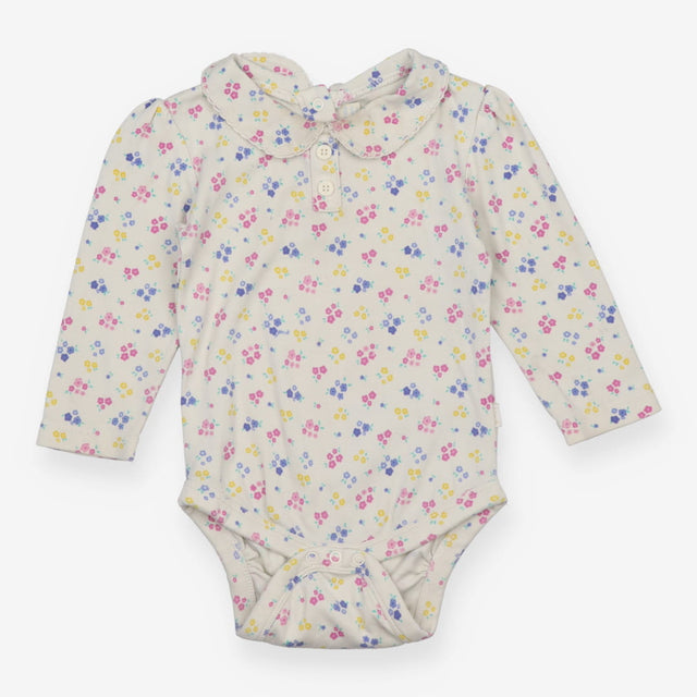Cream Floral Bodysuit Long Sleeve