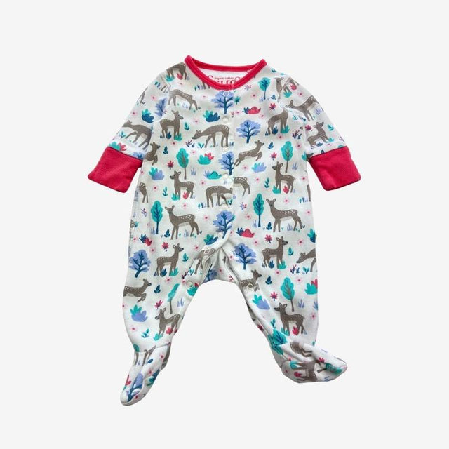 Deer Sleepsuit with Pink Cuffs