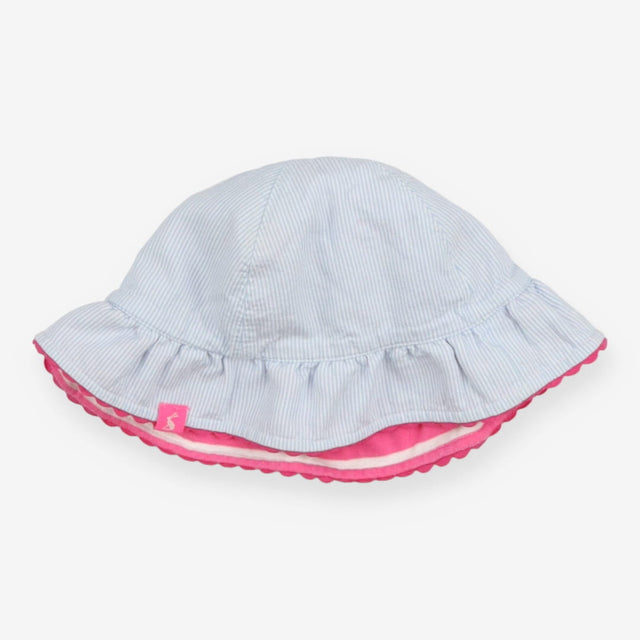 Sunhat blue stripe pink rick rack stripe lining