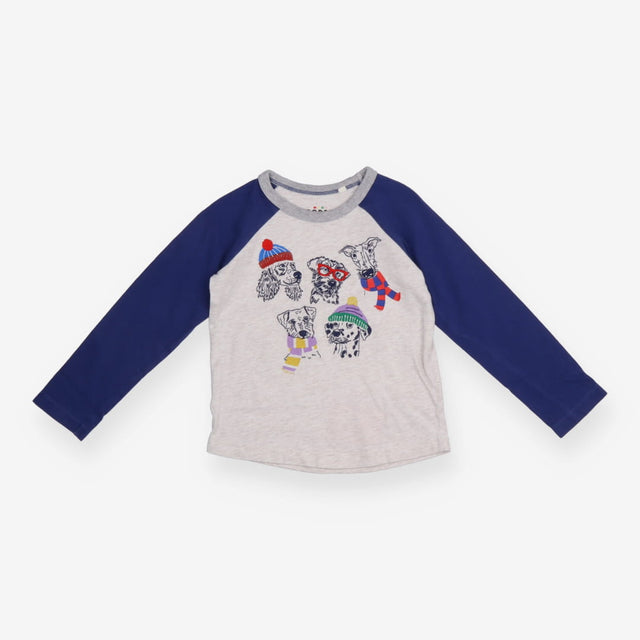 T-shirt long sleeve grey and navy dogs with scarf