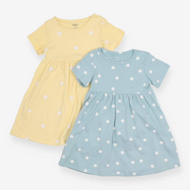 Yellow and Turquoise Polka Dot Dress 2pc