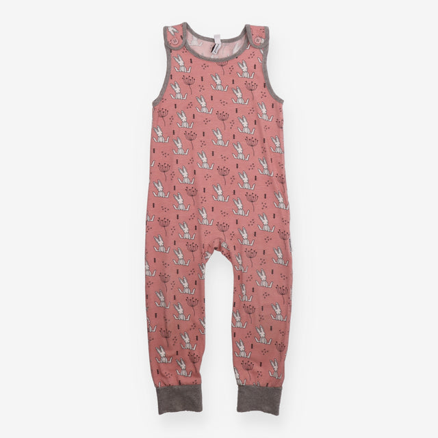 Dungarees pink white bunnies