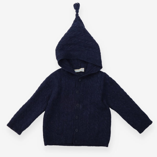 Navy Hooded Knit Cardigan
