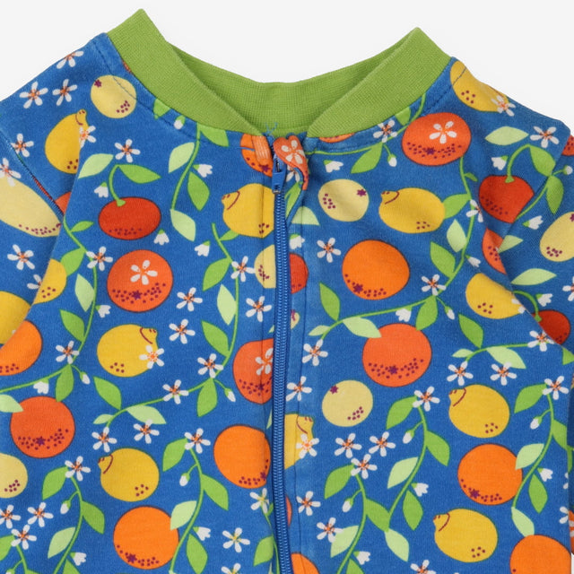 Sleepsuit blue and green oranges and lemons