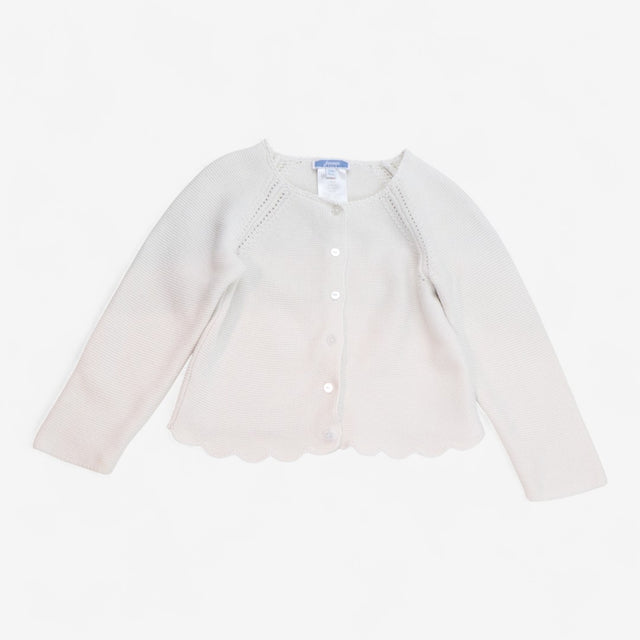 Cardigan Cotton White Scallop Edge