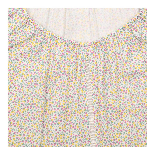 Top Short Sleeve Floral Cotton White Pink