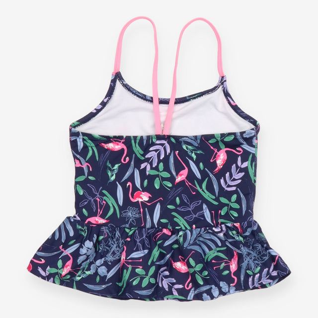 Swim top blue flamingos