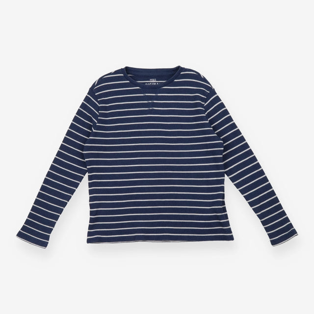 Blue Striped Long Sleeve Waffle