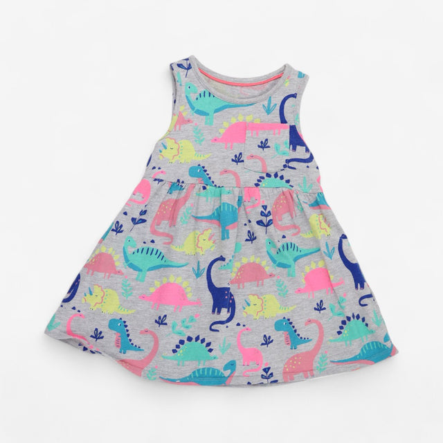 Neon dino sleeveless summer dress