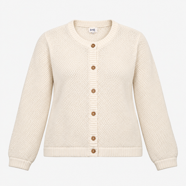 Cardigan Open Stitch White Button Down