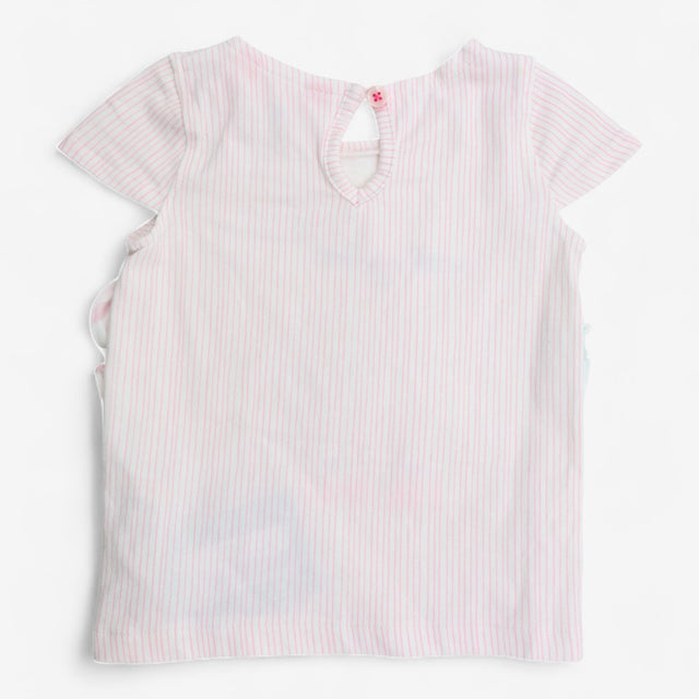 T-shirt with frilly cat applique