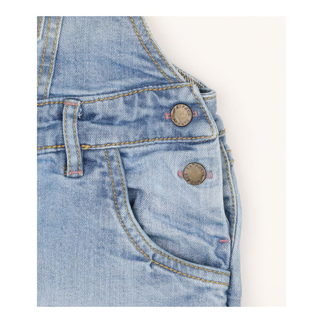 Denim shortie dungarees navy and white stripe lini