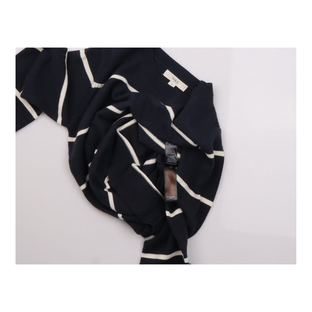 Jumper Navy Blue White Horizontal Stripe Crew Neck