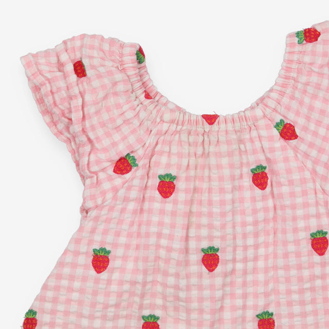 Tunic pink gingham strawberries