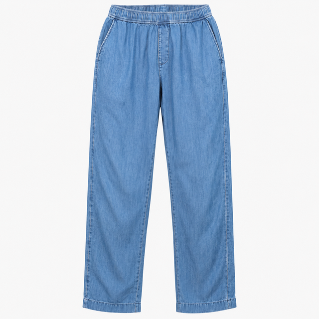 Light Blue Pure Cotton Elasticated Waist Chambray