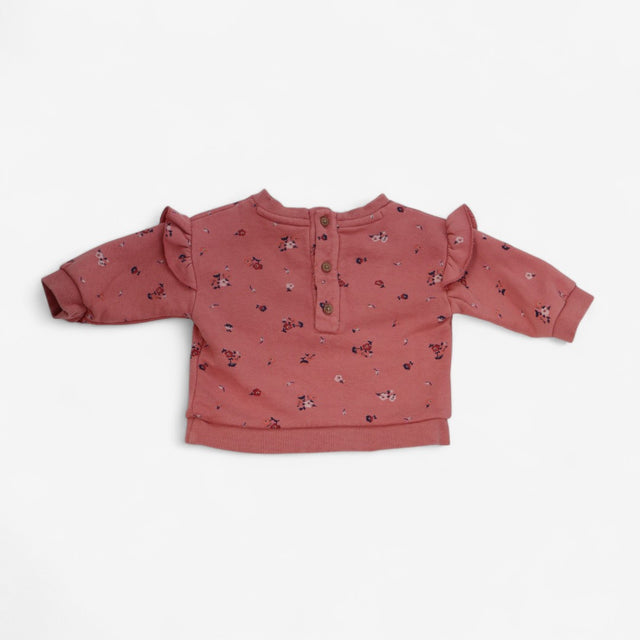 Sweatshirt and Leggings Dark Pink with Floral Prin