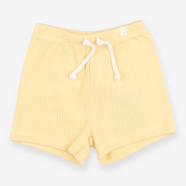 Shorts jersey ribbed yellow drawstring