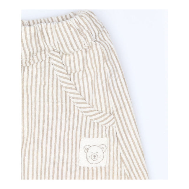 Trousers Brown Stripe with Bear Applique
