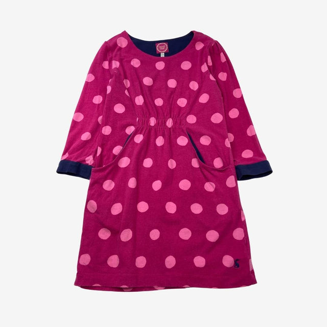 L/S pink polka dot dress with pockets