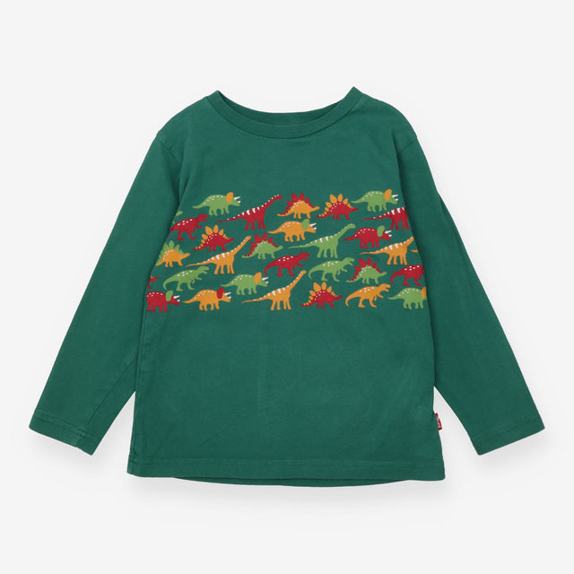 T-shirt long sleeves dinosaurs green