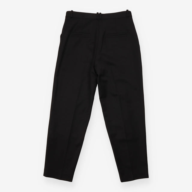 Tailored Trousers Black Tapered Leg Pleat Detail