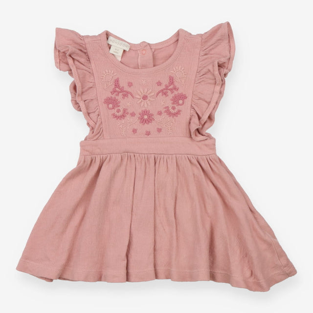 Pinafore dusty pink frill shoulder