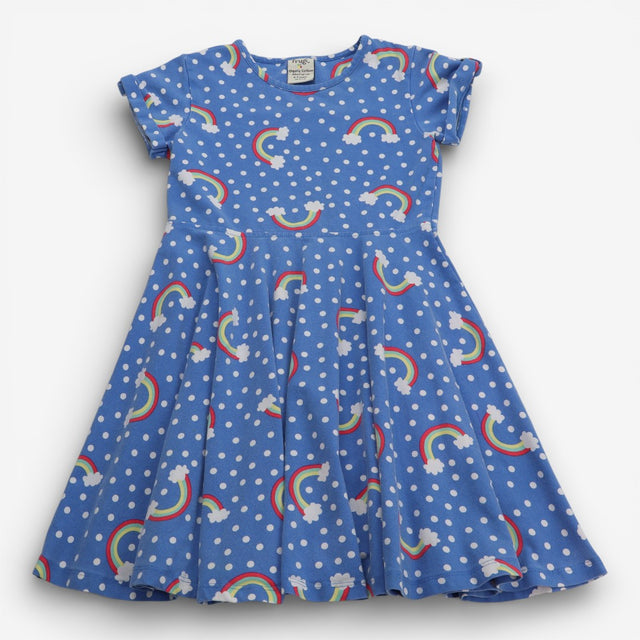 Blue Polka Dot & Rainbow Dress