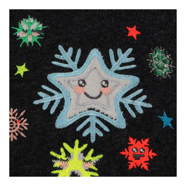Sweater grey cashmere blend with snowflakes Tootsa